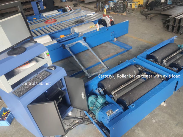 Equipamento de Inspeção de Veículos Cartesykj Testador de Freio de Rolo 4T Testador de Força Oposta de Freio de Rolo Com Teste de Freio de Carga por Eixo